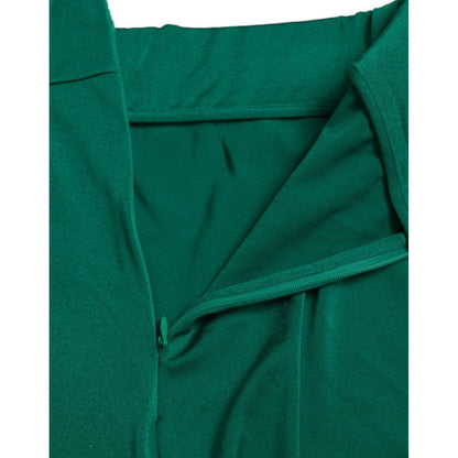 Dolce & Gabbana Green Nylon Stretch Slim Leggings Pants