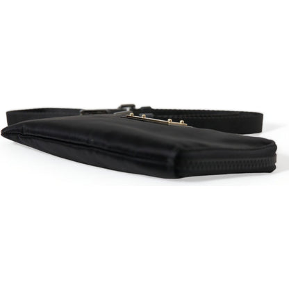 Dolce & Gabbana Black Nylon Logo Plaque Keyring Pouch Clutch Bag