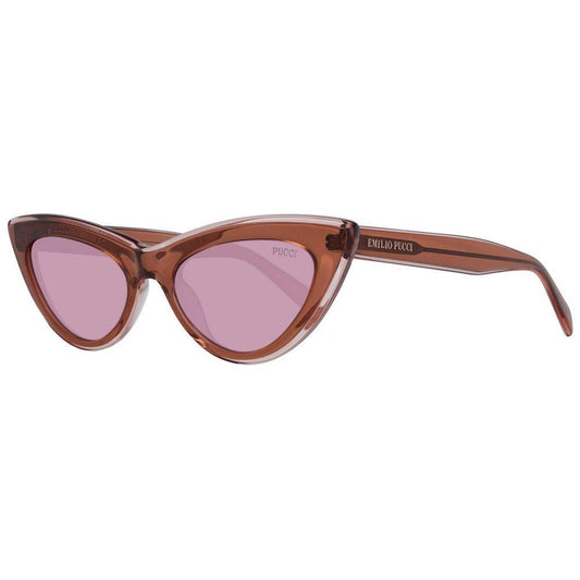 Emilio Pucci Brown Women Sunglass with brown plastic frame, gradient burgundy lenses, cat eye style, and branded case included.