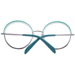 Emilio Pucci Green Women Glasses Frame with half-rim metal design and round style, includes branded case, size 53-21-140, lens demo color.