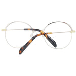 Emilio Pucci Gold Women Glasses Frame, round full-rim metal design with demo lenses, featuring tortoiseshell temples.
