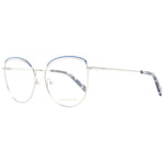 Emilio Pucci Blue Women Glasses Frame with metal full-rim design and demo lenses, featuring round style and branded case included.