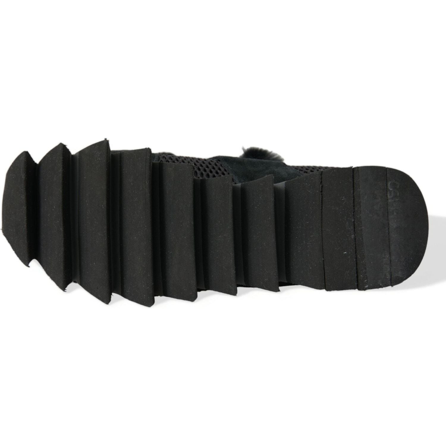 Dolce & Gabbana Black Fur Embellished Suede Sneakers Shoes