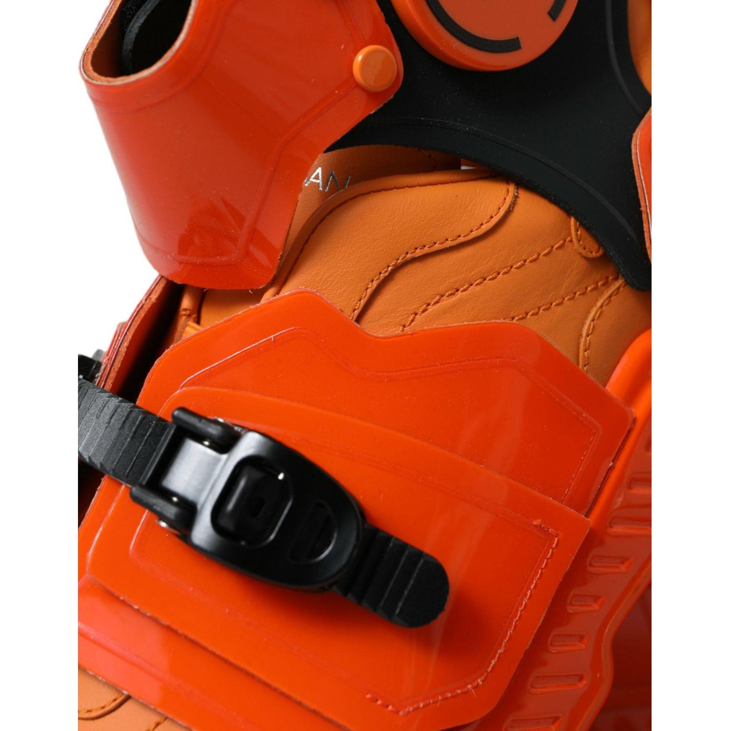 Dolce & Gabbana Orange Multi Panel Chunky High Top Sneakers Shoes