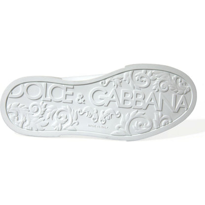 Dolce & Gabbana White Green Leather Portofino Sneakers Shoes