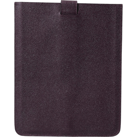 Dolce & Gabbana Dark Brown Leather Logo Plaque Cover Sleeve Tablet Case BAG1375