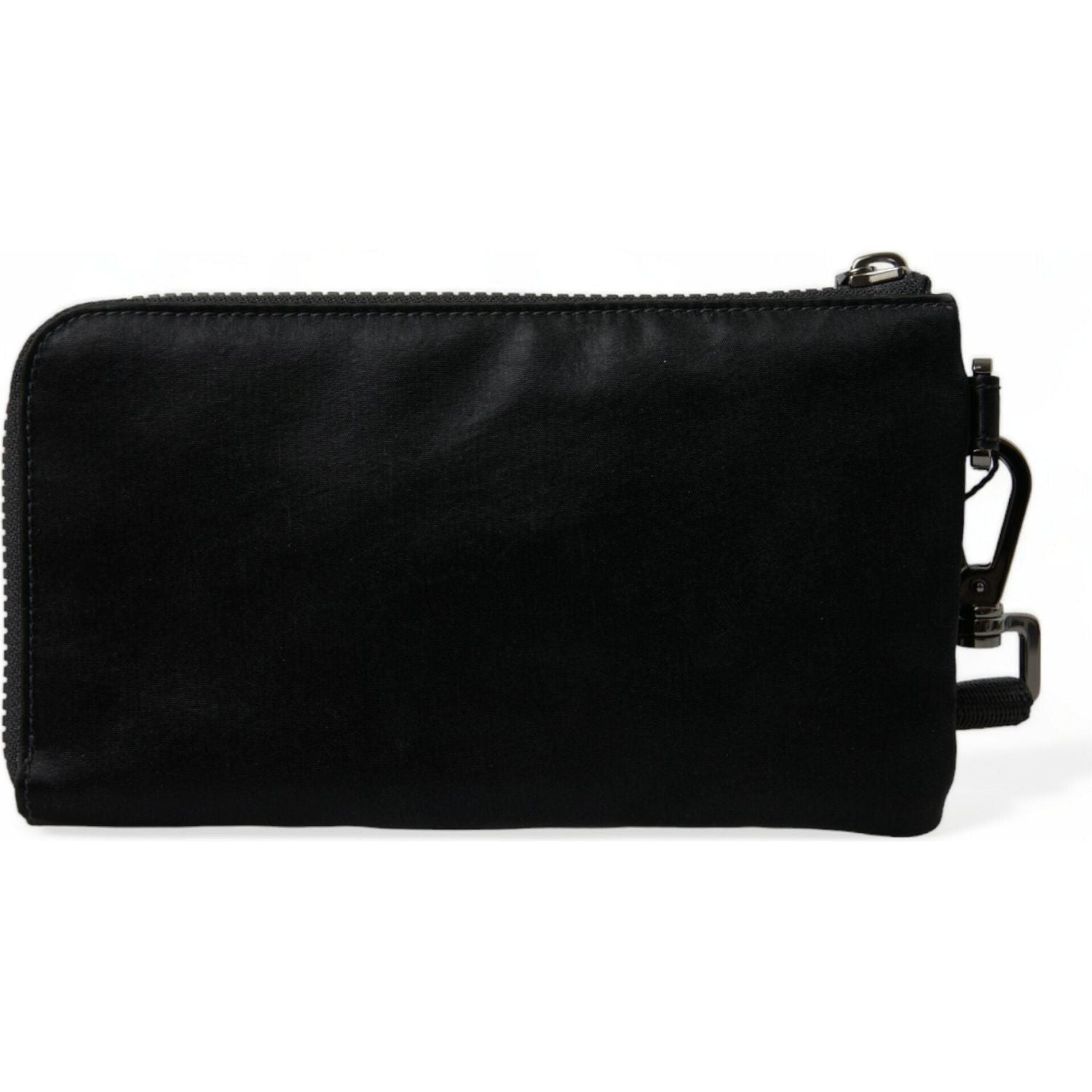 Dolce & Gabbana Black Nylon Logo Plaque Keyring Pouch Clutch Bag