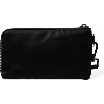 Dolce & Gabbana Black Nylon Logo Plaque Keyring Pouch Clutch Bag