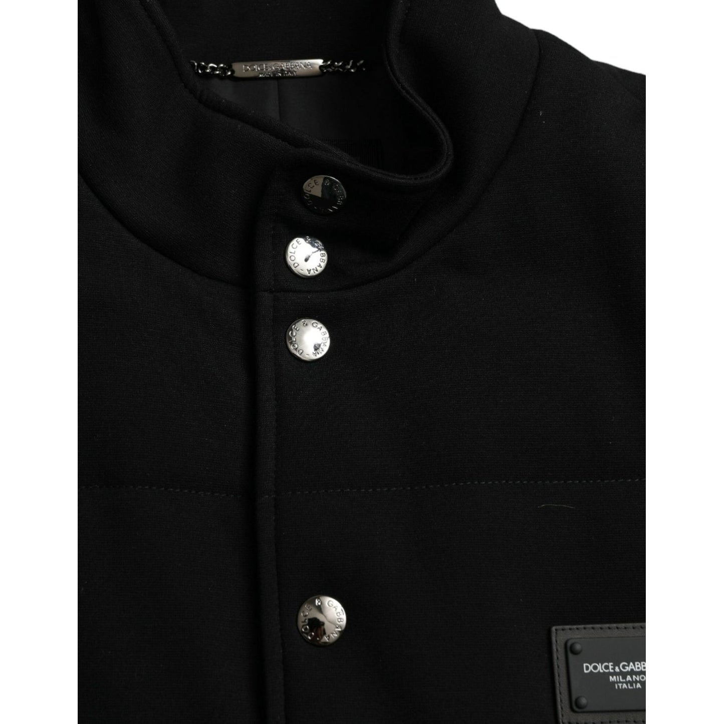 Dolce & Gabbana Black Rayon Buttoned Vest Logo Jacket JKT4006-58