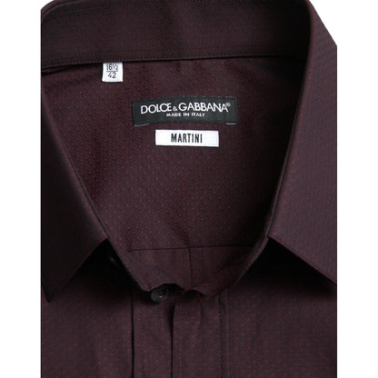 Dolce & Gabbana Maroon Jacquard Formal Dress MARTINI Shirt