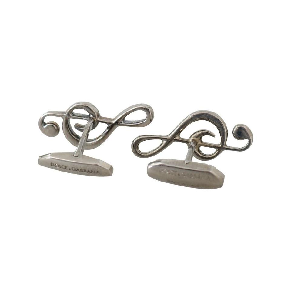 Dolce & Gabbana Silver Brass Tremble Clef Crystal Cufflinks Cufflinks