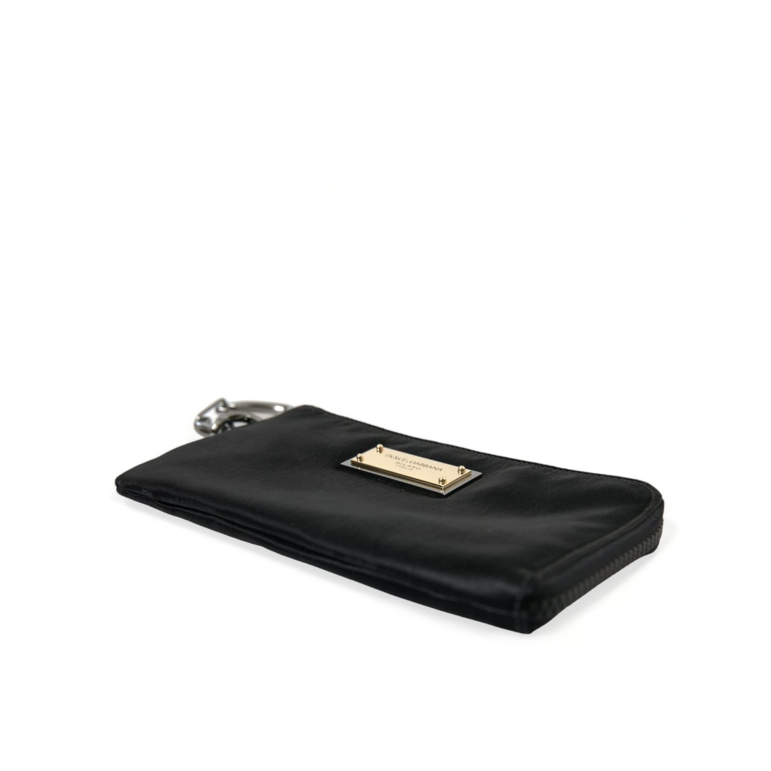 Dolce & Gabbana Black Nylon Logo Plaque Keyring Pouch Clutch Bags
