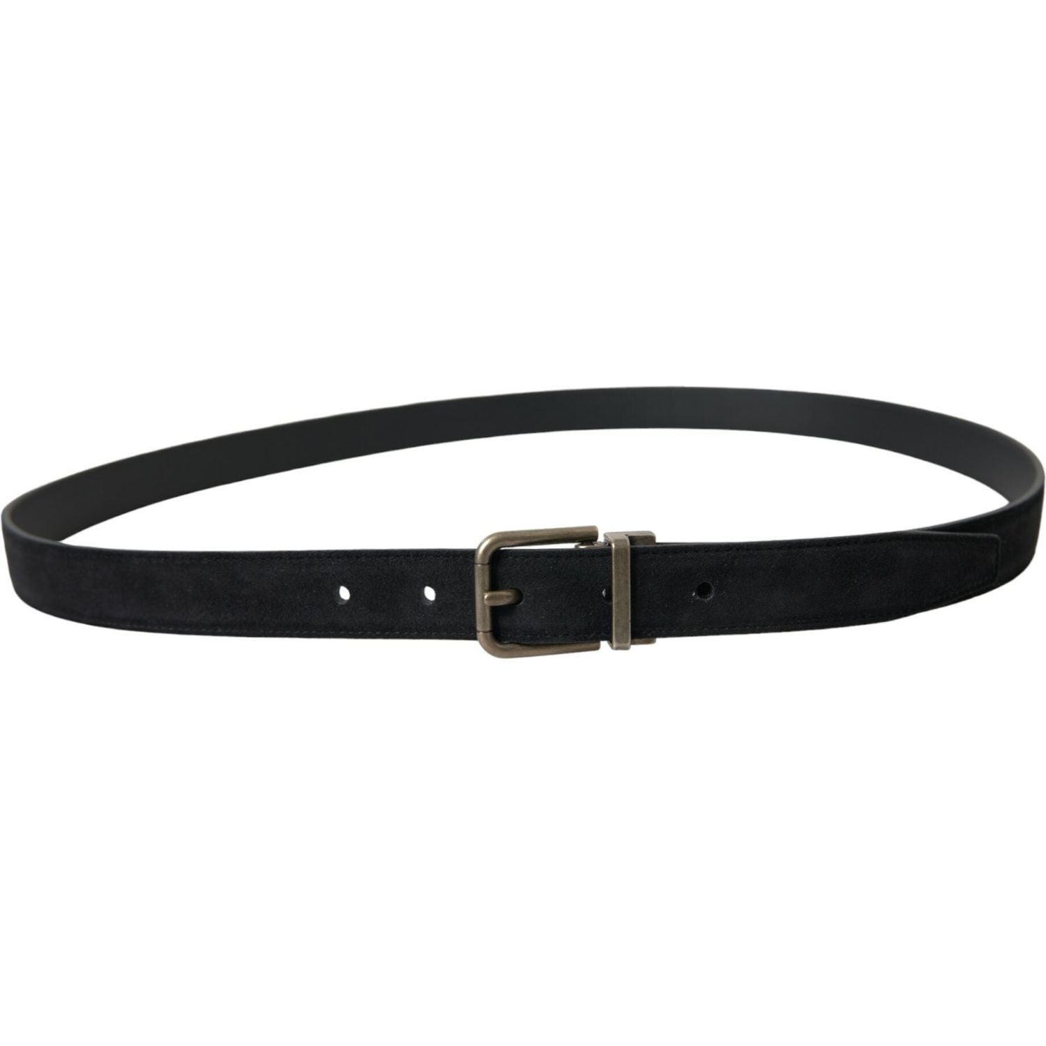 Dolce & Gabbana Black Goat Leather Antique Metal Buckle Belt