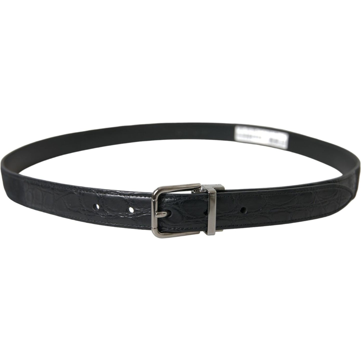Dolce & Gabbana Black Leather Silver Metal Buckle Belt