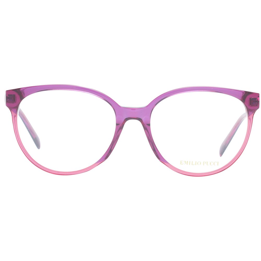 Emilio Pucci Purple Women Glasses Frame, full-rim plastic, round style, size 53-17-140, branded case included.