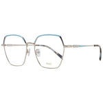 Emilio Pucci Gold Women Glasses Frame in full-rim metal, square style with demo plastic lenses, size 54-17-140, includes branded case.