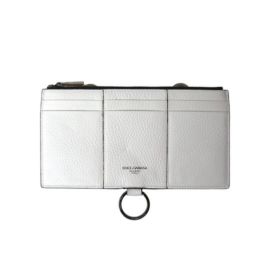 Dolce & Gabbana White Calfskin Leather Large Crossbody Card Holder Wallet