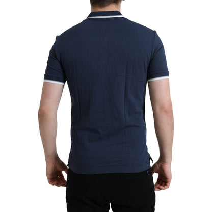 Dolce & Gabbana Blue Crown Patch Cotton Collared Men Polo T-shirt