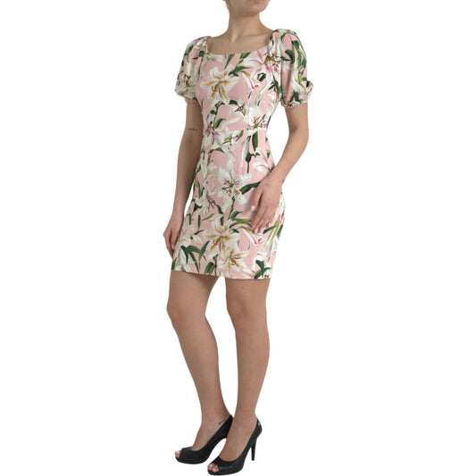 Dolce & Gabbana Pink Lily Viscose Sheath Stretch Mini Dress DR281131-40