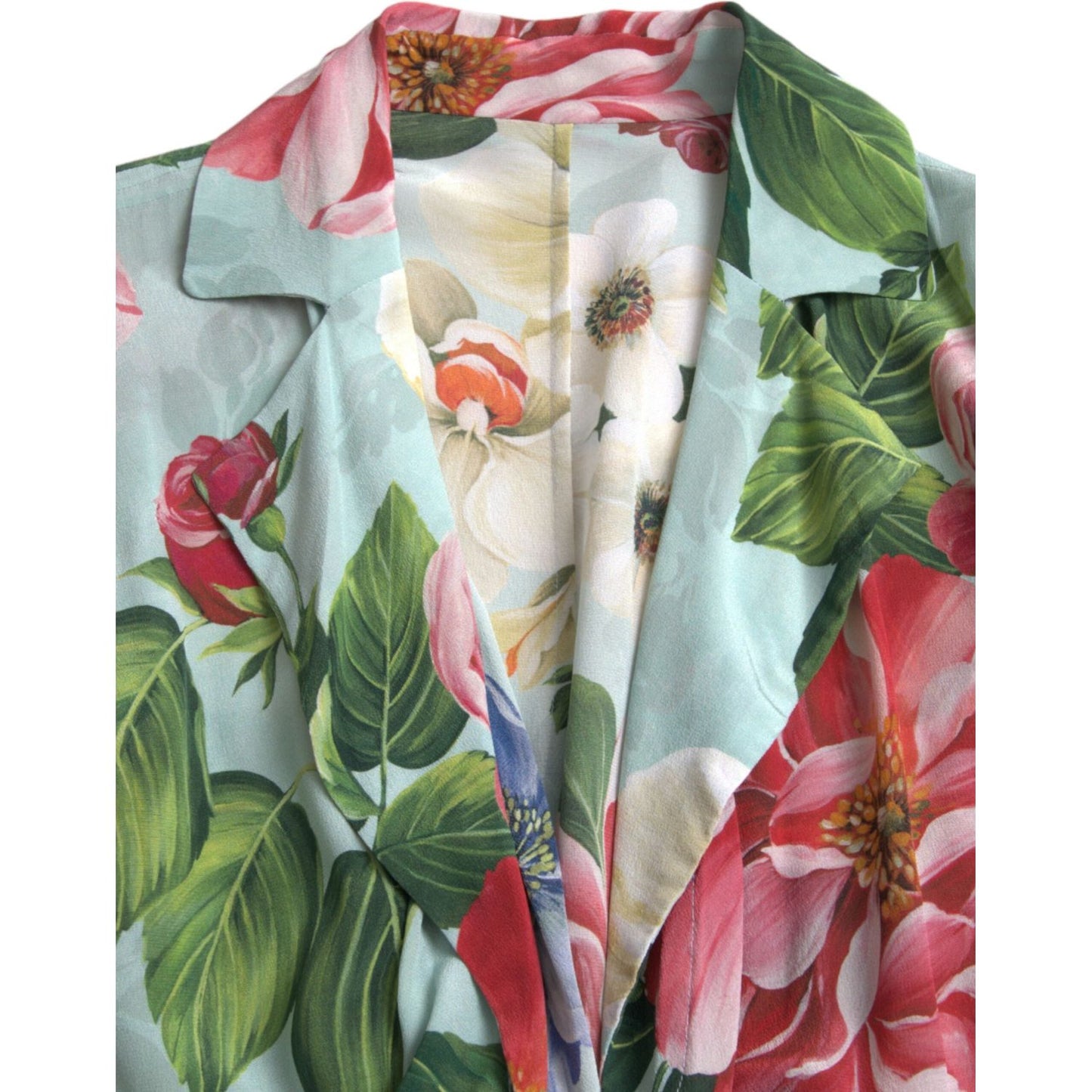 Dolce & Gabbana Blue Floral Wide Leg Wrap Jumpsuit Dress