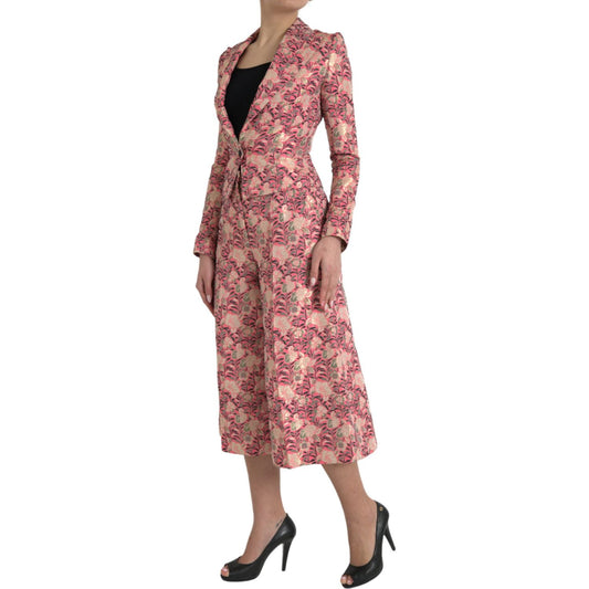 Dolce & Gabbana Pink Floral Jacquard Slim Fit 2 Piece Suit KOS2233-40