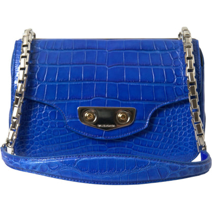 Balenciaga Blue Exotic Leather Neo Classic Purse Shoulder Handbag Bag