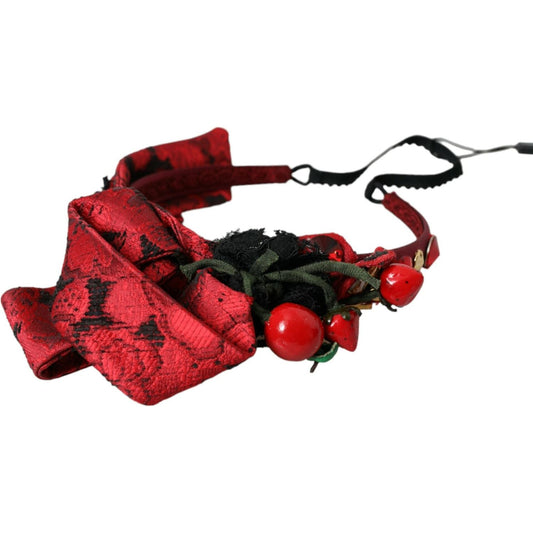 Dolce & Gabbana Red Cherry Sicily Embellished Women Hairband Diadem SMY101416