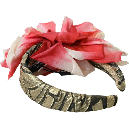 Dolce & Gabbana Multicolor Floral Applique Silk Women Headband Diadem SMY101421