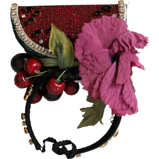 Dolce & Gabbana Red Watermelon Cherry Crystal Hairband Statement Diadem SMY101418