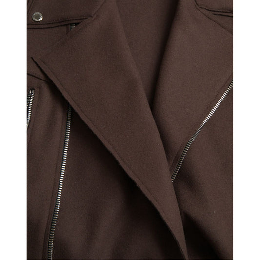 Dolce & Gabbana Brown Coat Short Biker Wool Jacket JKT4051-40