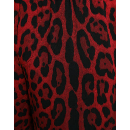 Dolce & Gabbana Red Leopard Print Viscose Bermuda Shorts