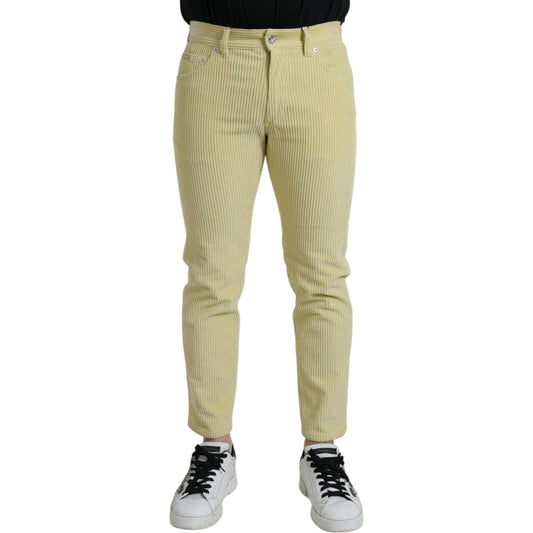 Dolce & Gabbana Yellow Corduroy Logo Plaque Skinny Denim Jeans PAN75073-48