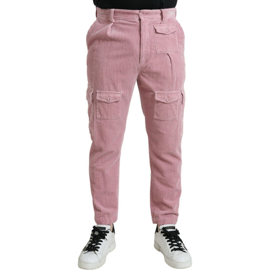 Dolce & Gabbana Pink Corduroy Cotton Stretch Skinny Cargo Jeans PAN75077-48