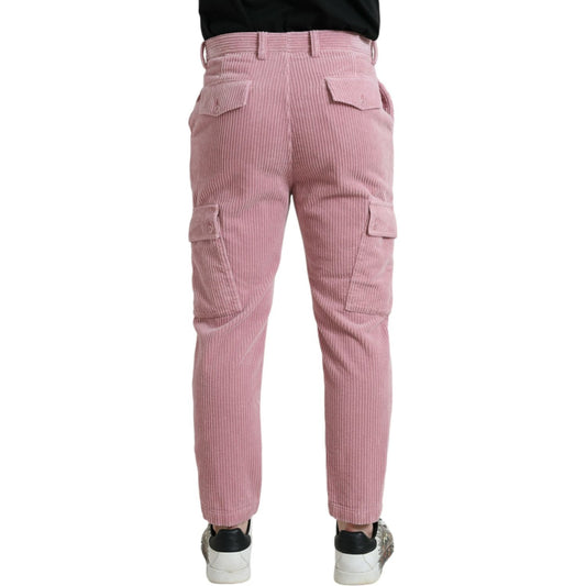 Dolce & Gabbana Pink Corduroy Cotton Stretch Skinny Cargo Jeans PAN75077-48