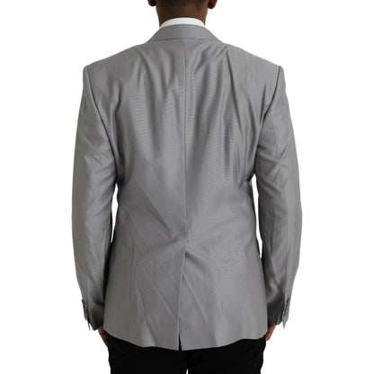 Dolce & Gabbana Gray Wool Peak Single Breasted Coat Blazer