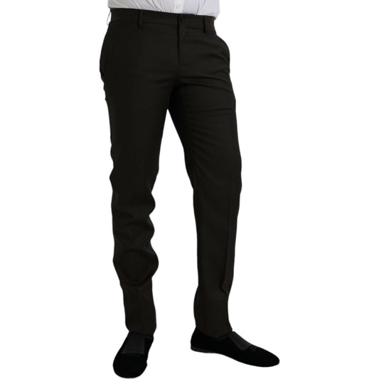 Dolce & Gabbana Dark Brown Wool Slim Fit Formal Pants PAN75302-48