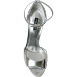 Dolce & Gabbana Silver KEIRA Leather Heels Sandals Shoes