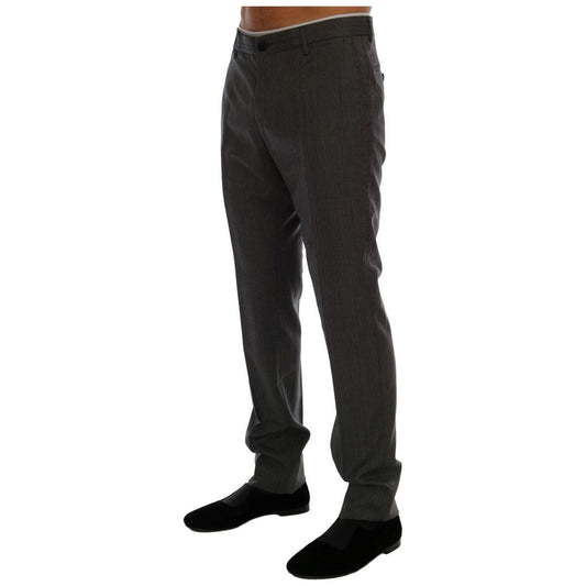 Dolce & Gabbana Gray Wool Striped Formal Pants PAN60729-4