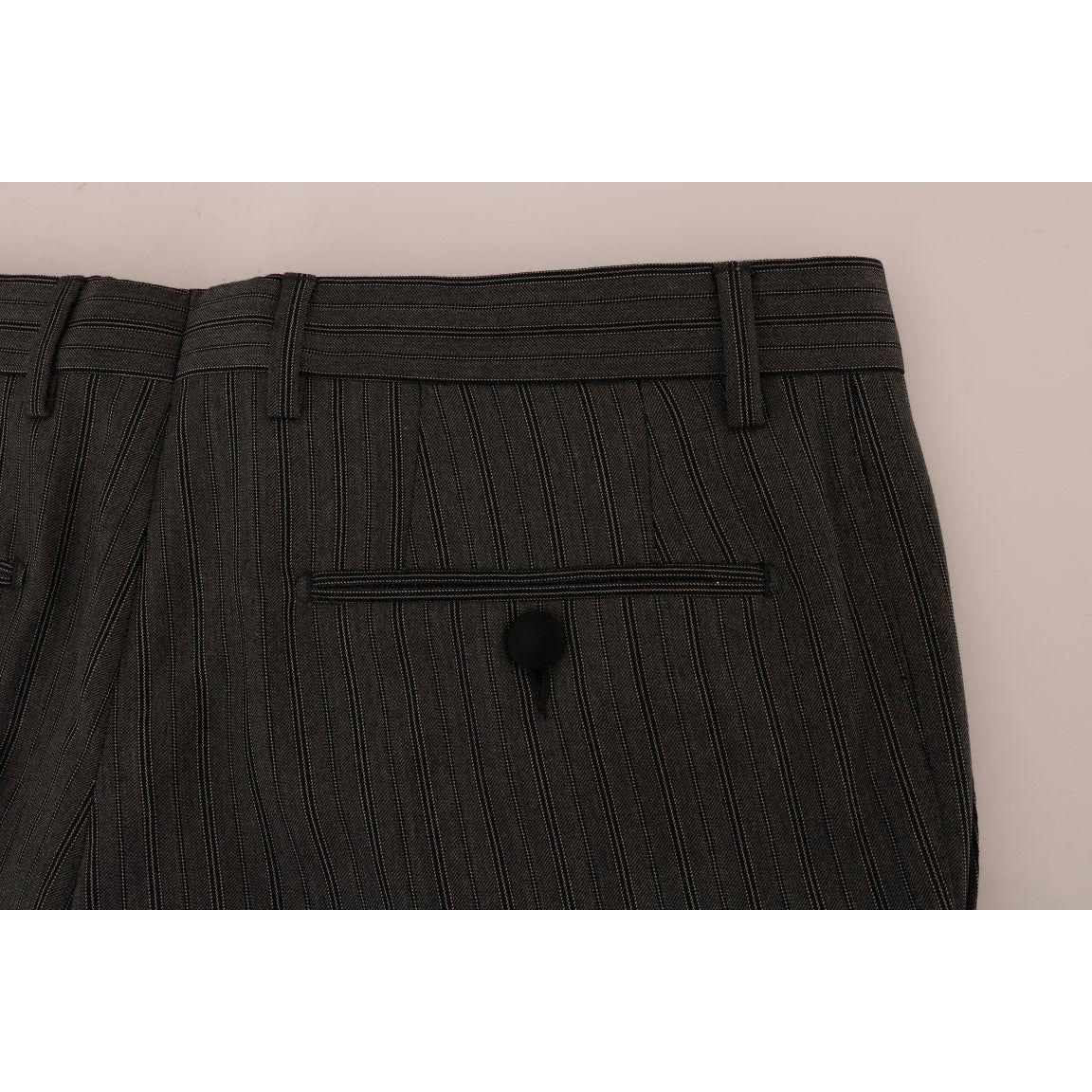 Dolce & Gabbana Gray Wool Striped Formal Pants
