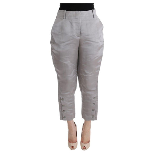Ermanno Scervino Gray Silk Cropped Casual Pants SIG30324-3