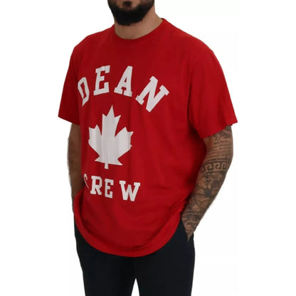Dsquared² Red Printed Cotton Short Sleeves Crewneck T-shirt