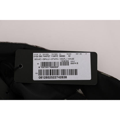 Dolce & Gabbana Black Silver Brocade Floral Skirt