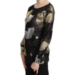 Dsquared² Gold Silver Silk Jacquard See Through Top Blouse TSH3487-40