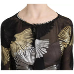 Dsquared² Gold Silver Silk Jacquard See Through Top Blouse TSH3487-40