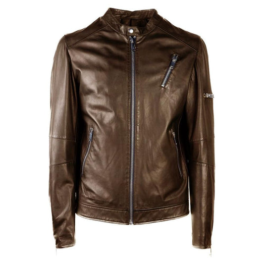 Emilio Romanelli Brown Leather Jacket EM-12290-IT50 | L