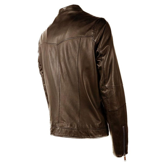 Emilio Romanelli Brown Leather Jacket EM-12290-IT50 | L