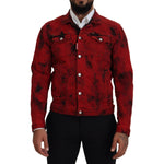 Dsquared² Red Black Tie Dye Collared Men Denim Jacket JKT3538-48