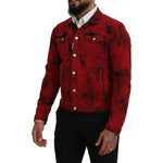 Dsquared² Red Black Tie Dye Collared Men Denim Jacket JKT3538-48