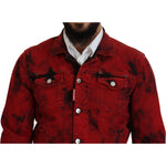 Dsquared² Red Black Tie Dye Collared Men Denim Jacket JKT3538-48