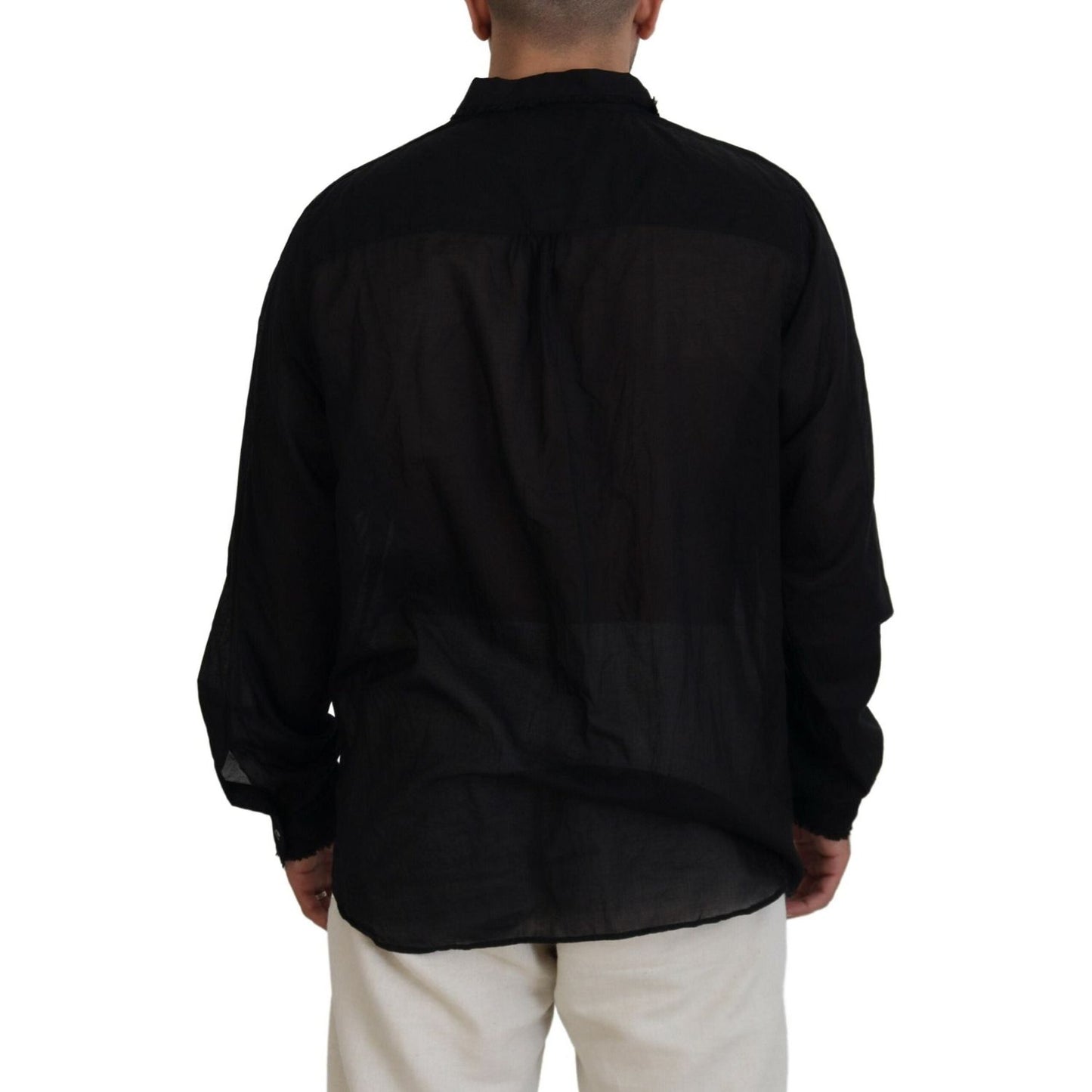 Dsquared² Black Cotton Collared Long Sleeves Formal Shirt TSH83555-48